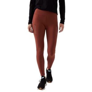 Athleta Rainer Small Rust Fleece Lined Leggings